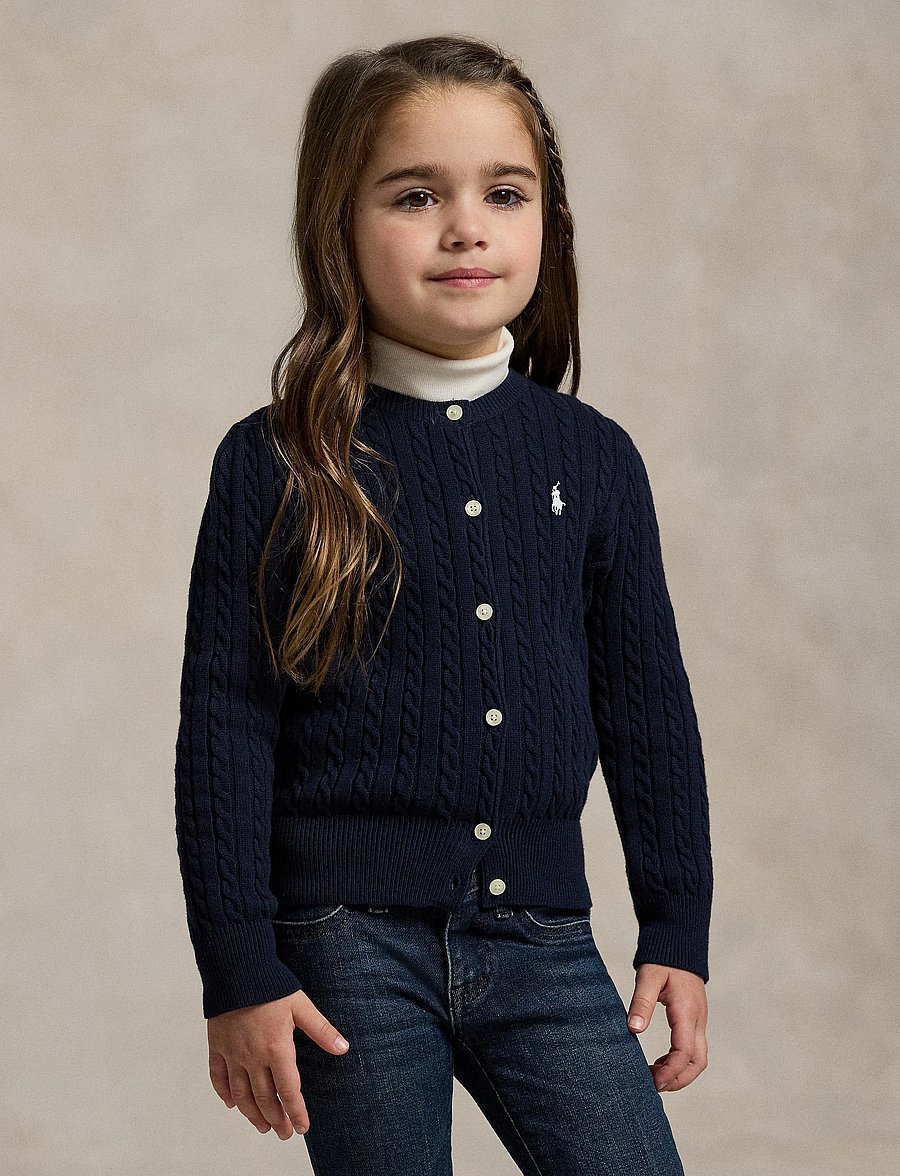 Ralph Lauren Kids - Mini-Cable Cotton Cardigan - cardigans - hunter navy - 4