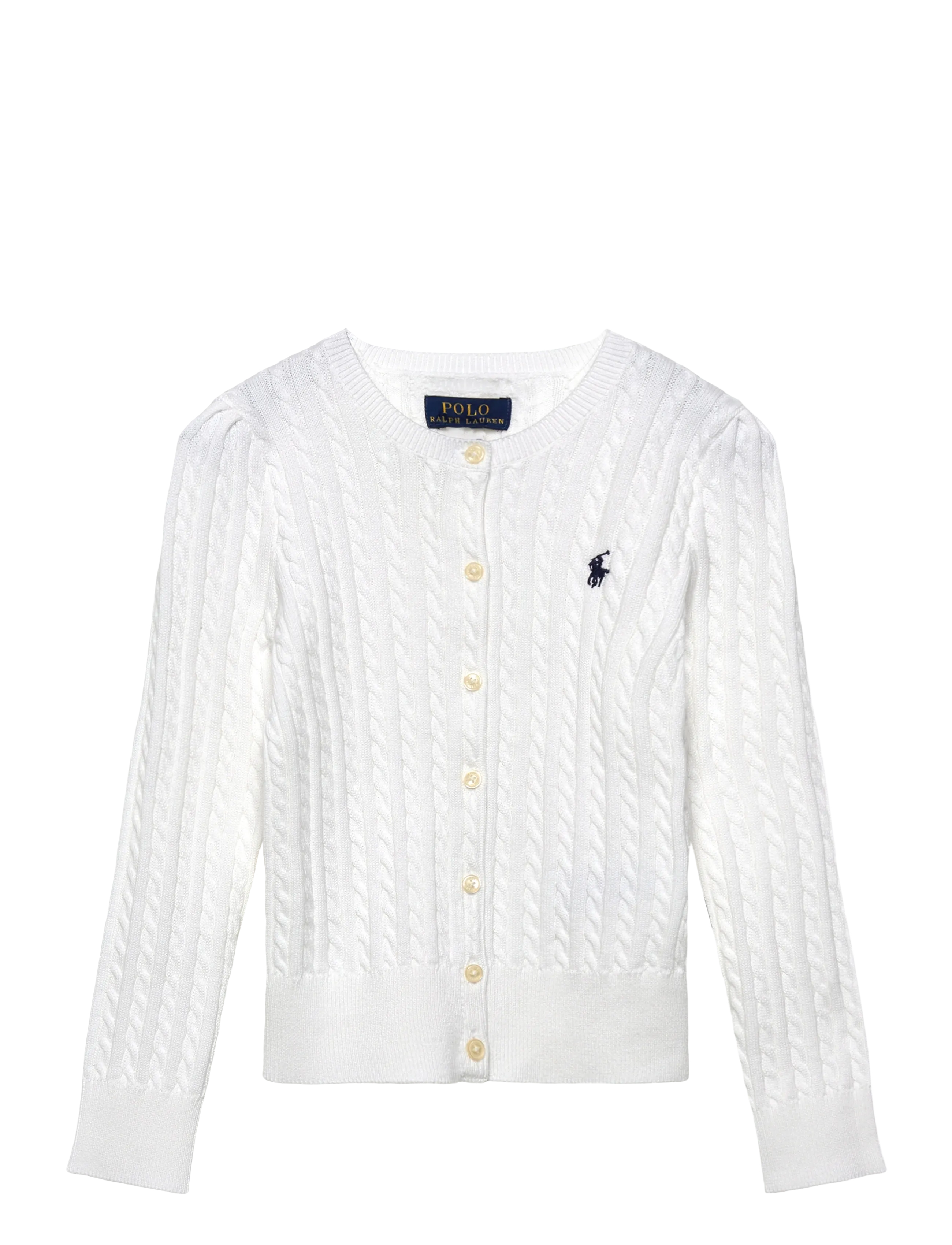 Ralph Lauren Kids Mini-Cable Cotton Cardigan - Riided - OPTIC WHITE W/ NA / white