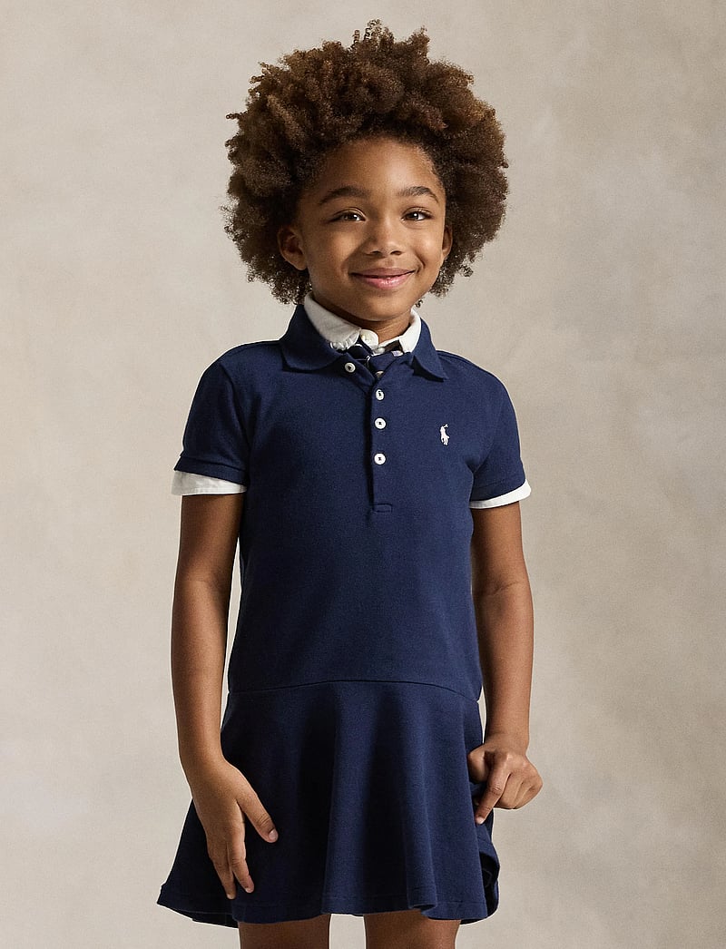 Ralph Lauren Kids - Stretch Mesh Polo Dress - lühikeste varrukatega vabaaja kleidid - refined navy - 0