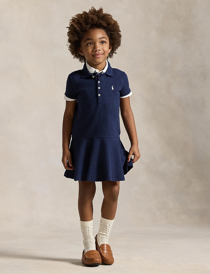 Ralph Lauren Kids - Stretch Mesh Polo Dress - lühikeste varrukatega vabaaja kleidid - refined navy - 4