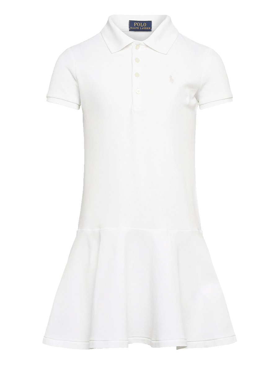 Ralph Lauren Kids - Stretch Mesh Polo Dress - kortärmade vardagsklänningar - white - 1
