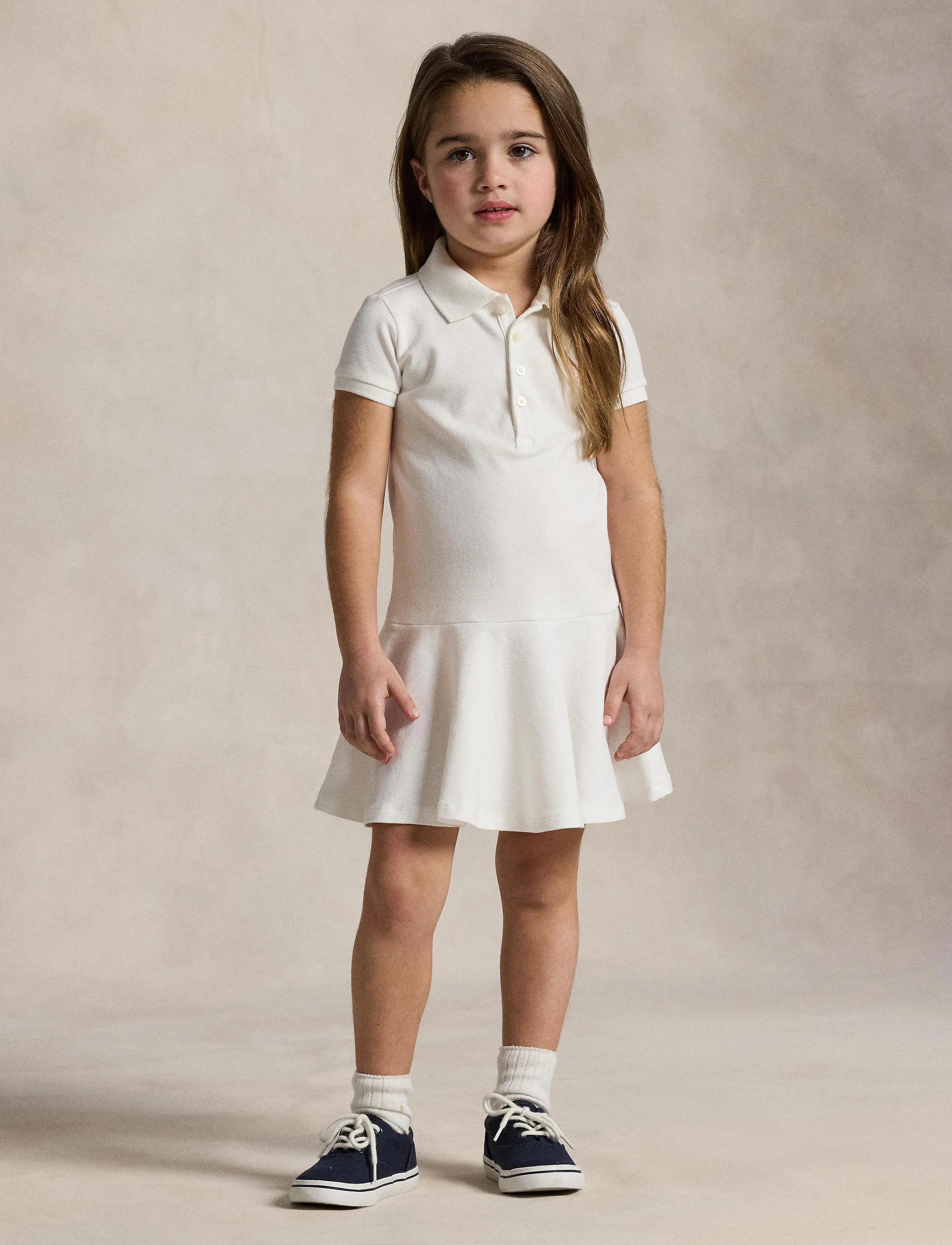 Ralph Lauren Kids - Stretch Mesh Polo Dress - kortärmade vardagsklänningar - white - 4