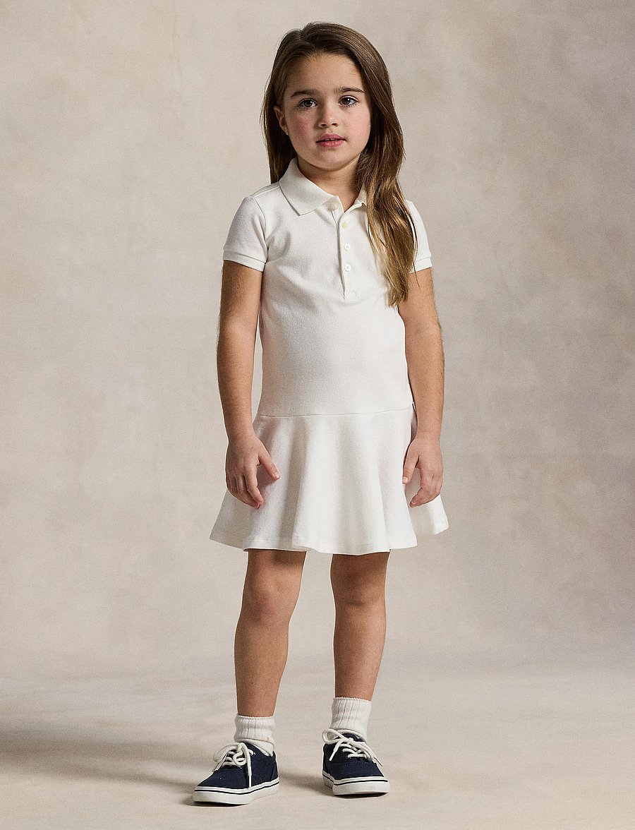 Ralph Lauren Kids - Stretch Mesh Polo Dress - kortärmade vardagsklänningar - white - 4