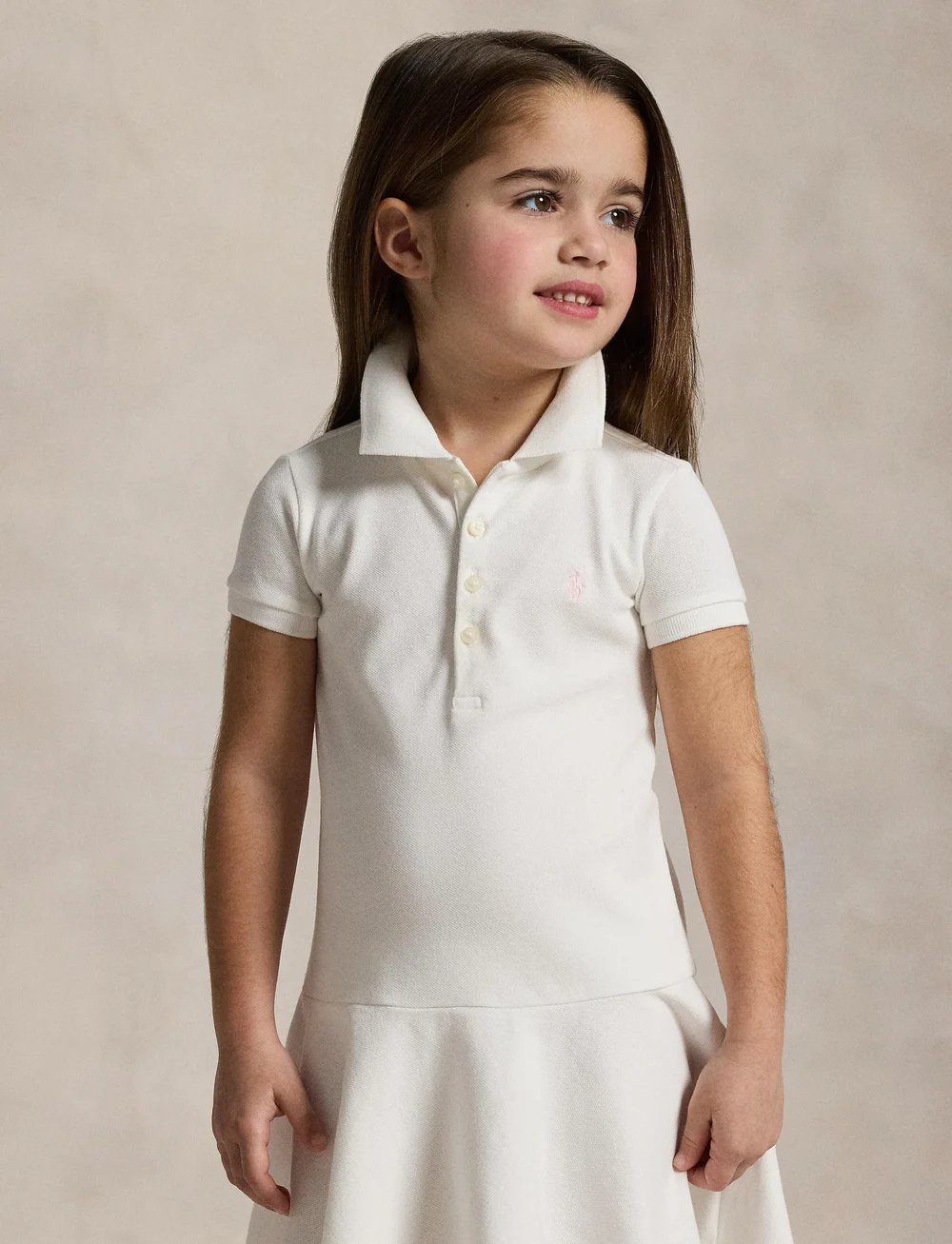 Ralph Lauren Kids - MESH-POLO DRESS-DR-KNT - kortærmede hverdagskjoler - white - 0