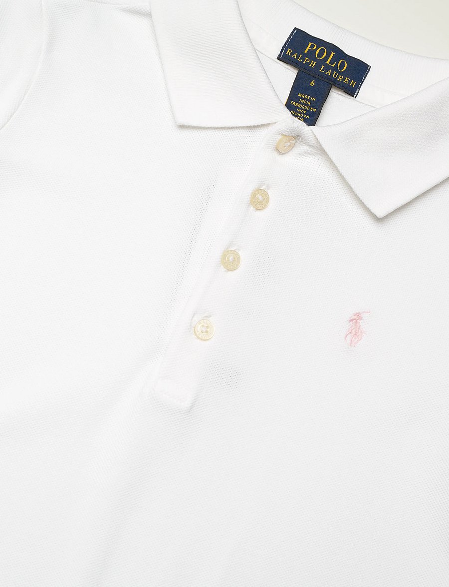Ralph Lauren Kids - Stretch Mesh Polo Dress - kortärmade vardagsklänningar - white - 5