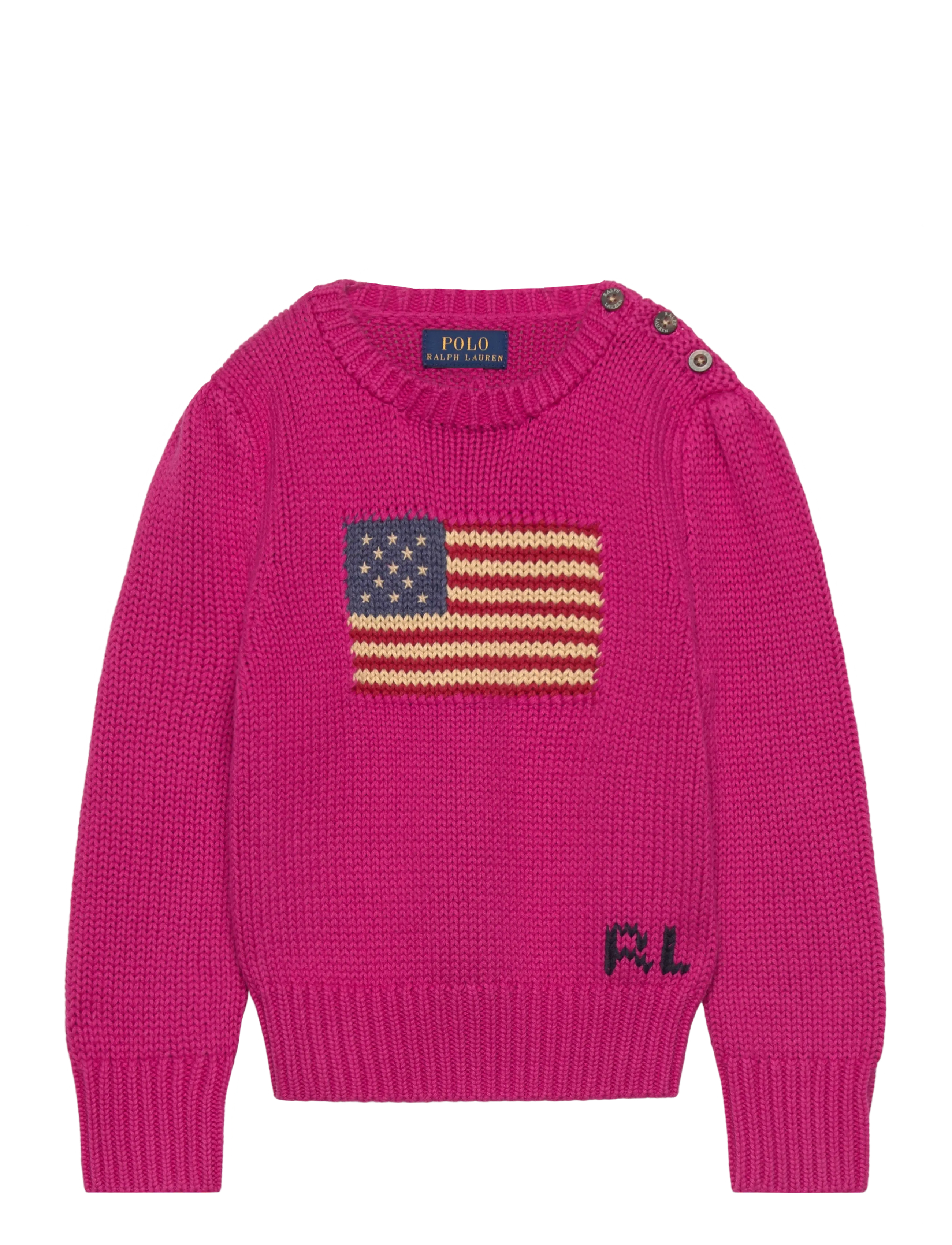 Ralph Lauren Kids Flag Cotton Crewneck Sweater - Strickmode - PREPPY PINK / pink/rose