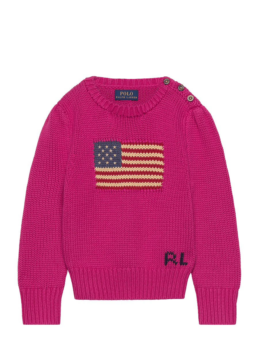 Ralph Lauren Kids - Flag Cotton Crewneck Sweater - pullover - preppy pink - 0