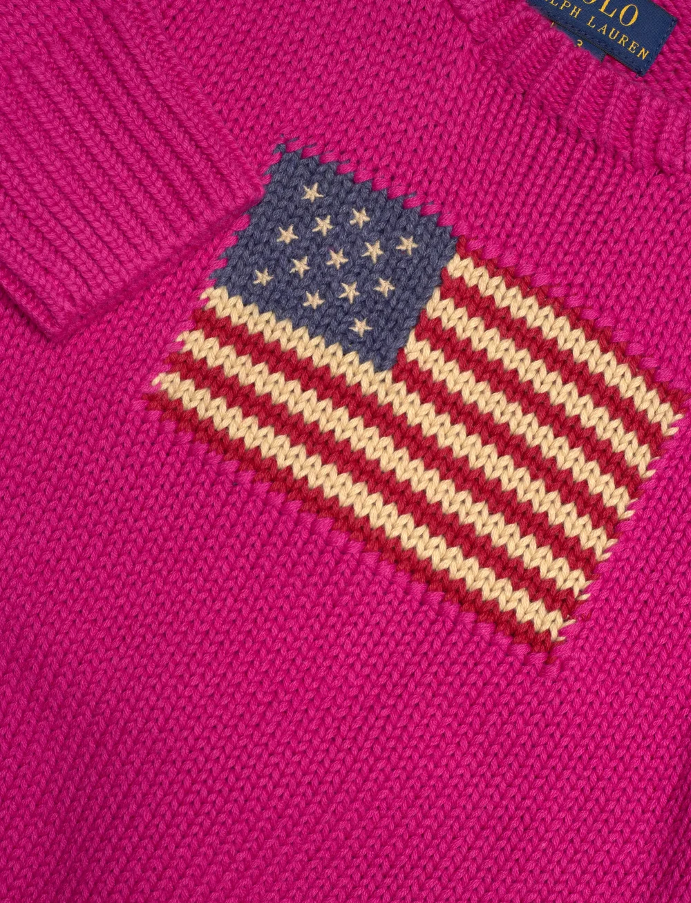 Ralph Lauren Kids - Flag Cotton Crewneck Sweater - stickade tröjor - preppy pink - 2