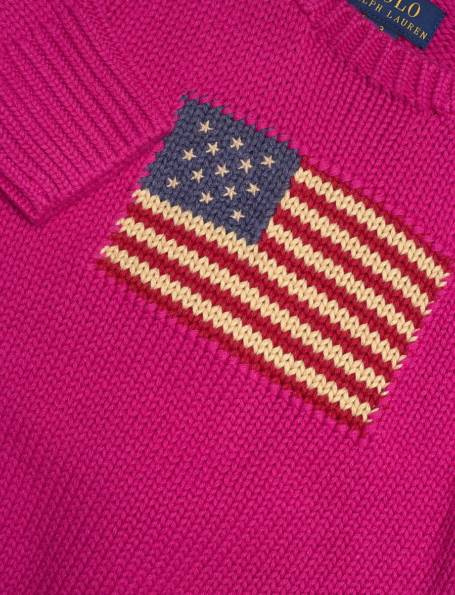 Ralph Lauren Kids - Flag Cotton Crewneck Sweater - pullover - preppy pink - 2
