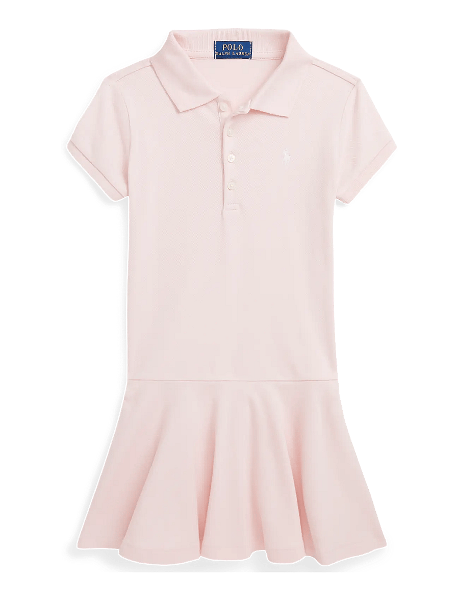Ralph Lauren Kids - STRETCH MESH-SS POLO DRES-DR-KNT - kurzärmelige freizeitkleider - hint of pink w/ w - 1
