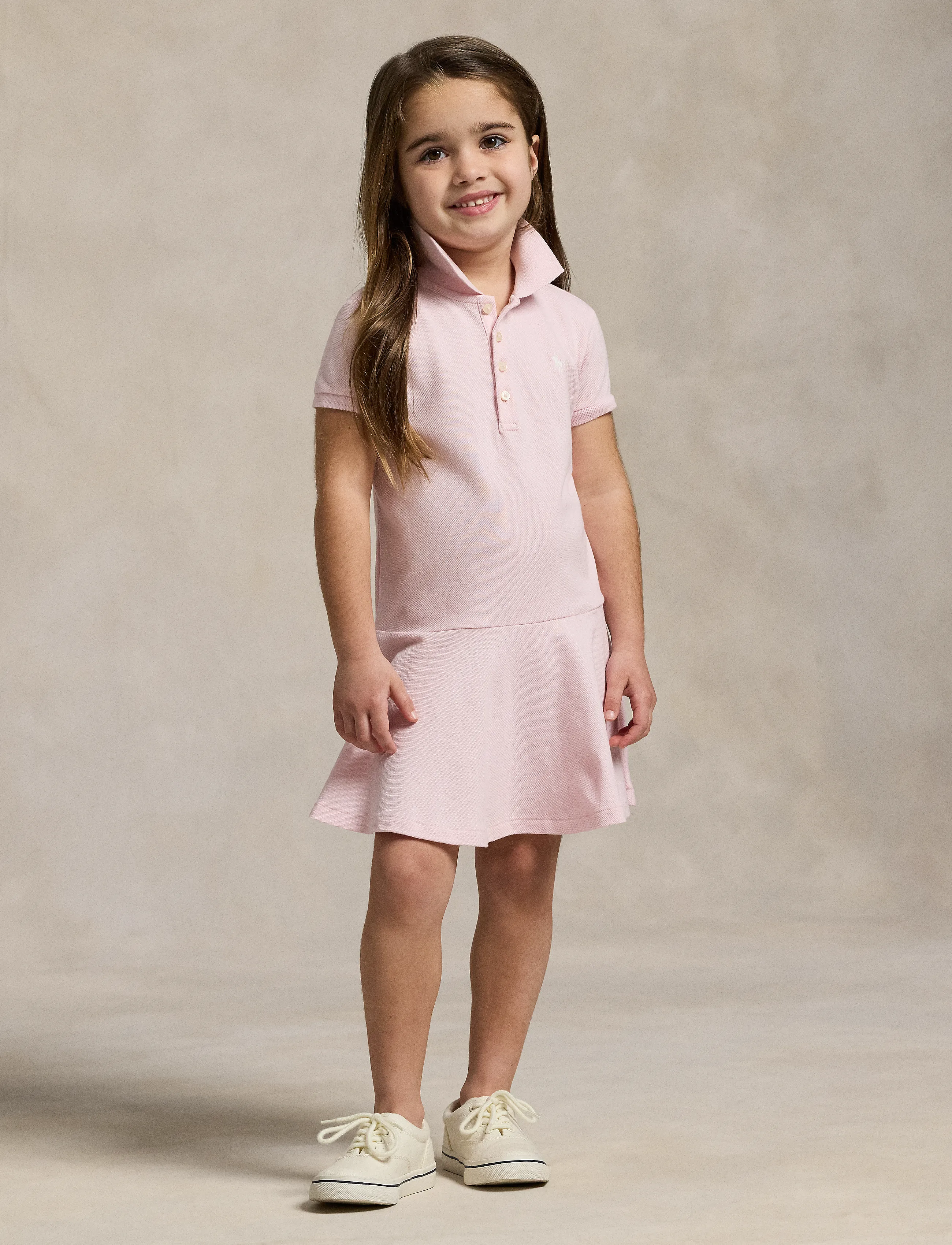 Ralph Lauren Kids - STRETCH MESH-SS POLO DRES-DR-KNT - kurzärmelige freizeitkleider - hint of pink w/ w - 0