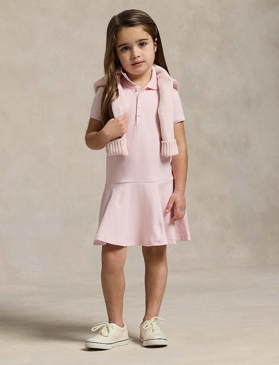 Ralph Lauren Kids - STRETCH MESH-SS POLO DRES-DR-KNT - kurzärmelige freizeitkleider - hint of pink w/ w - 3