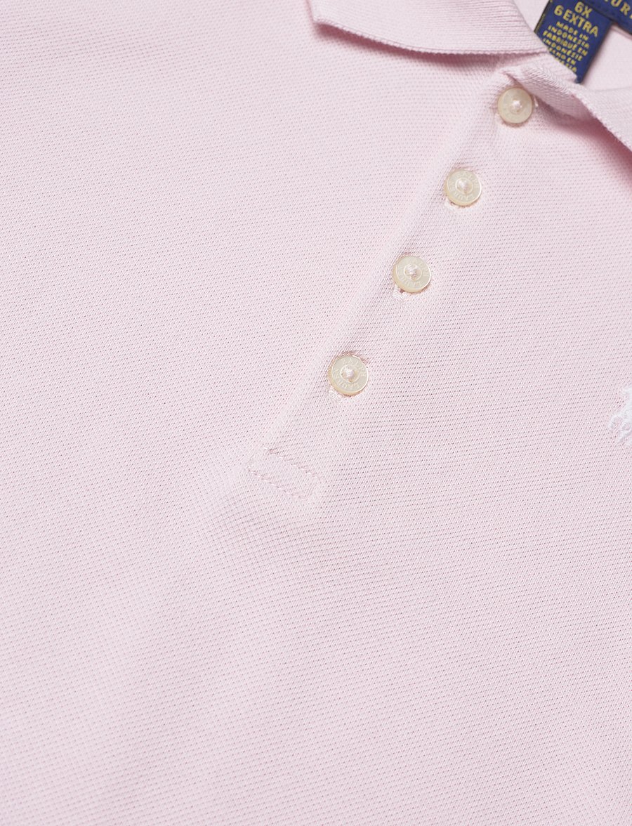 Ralph Lauren Kids - STRETCH MESH-SS POLO DRES-DR-KNT - kurzärmelige freizeitkleider - hint of pink w/ w - 4