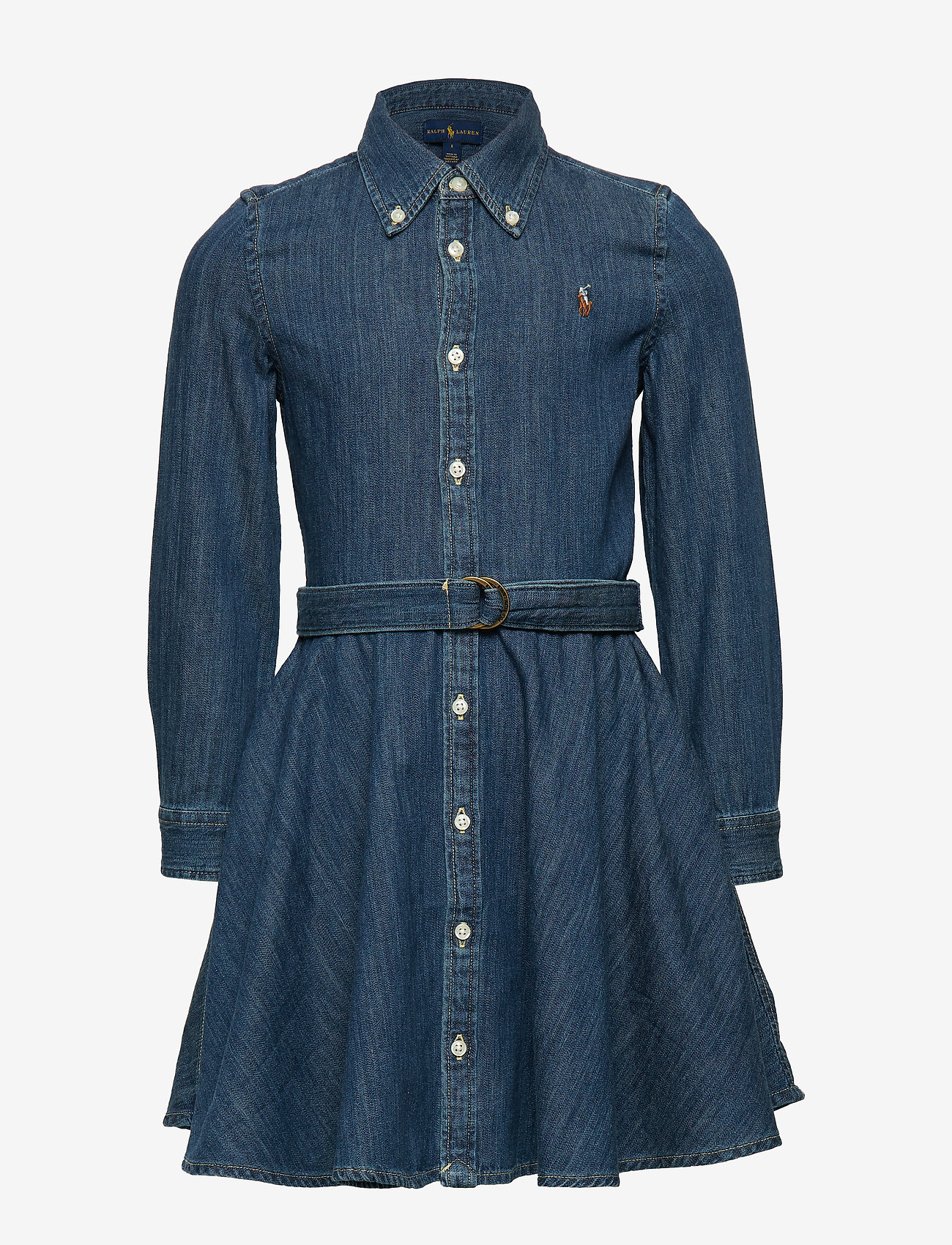 Ralph Lauren Kids - Belted Cotton Denim Shirtdress - kleider - indigo - 1
