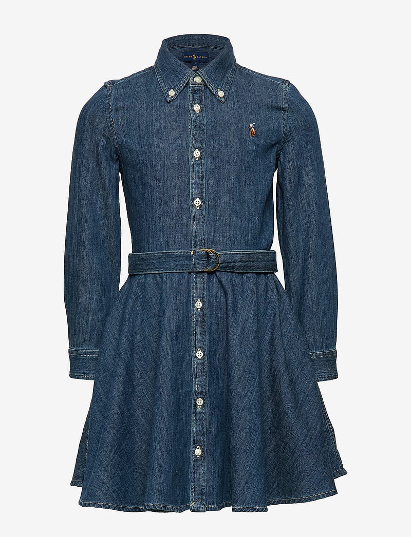 Ralph Lauren Kids - Belted Cotton Denim Shirtdress - kleider - indigo - 1