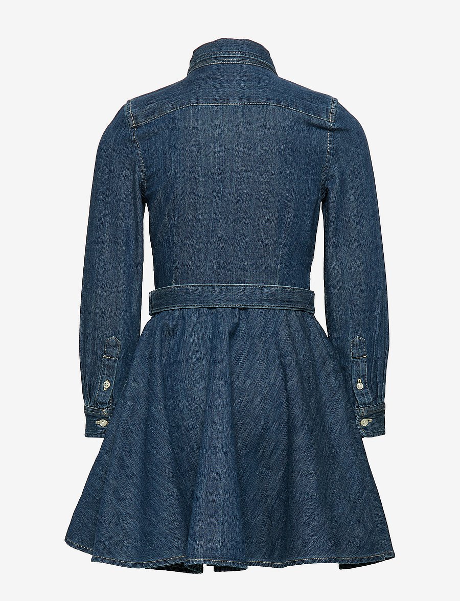 Ralph Lauren Kids - Belted Cotton Denim Shirtdress - långärmade vardagsklänningar - indigo - 2