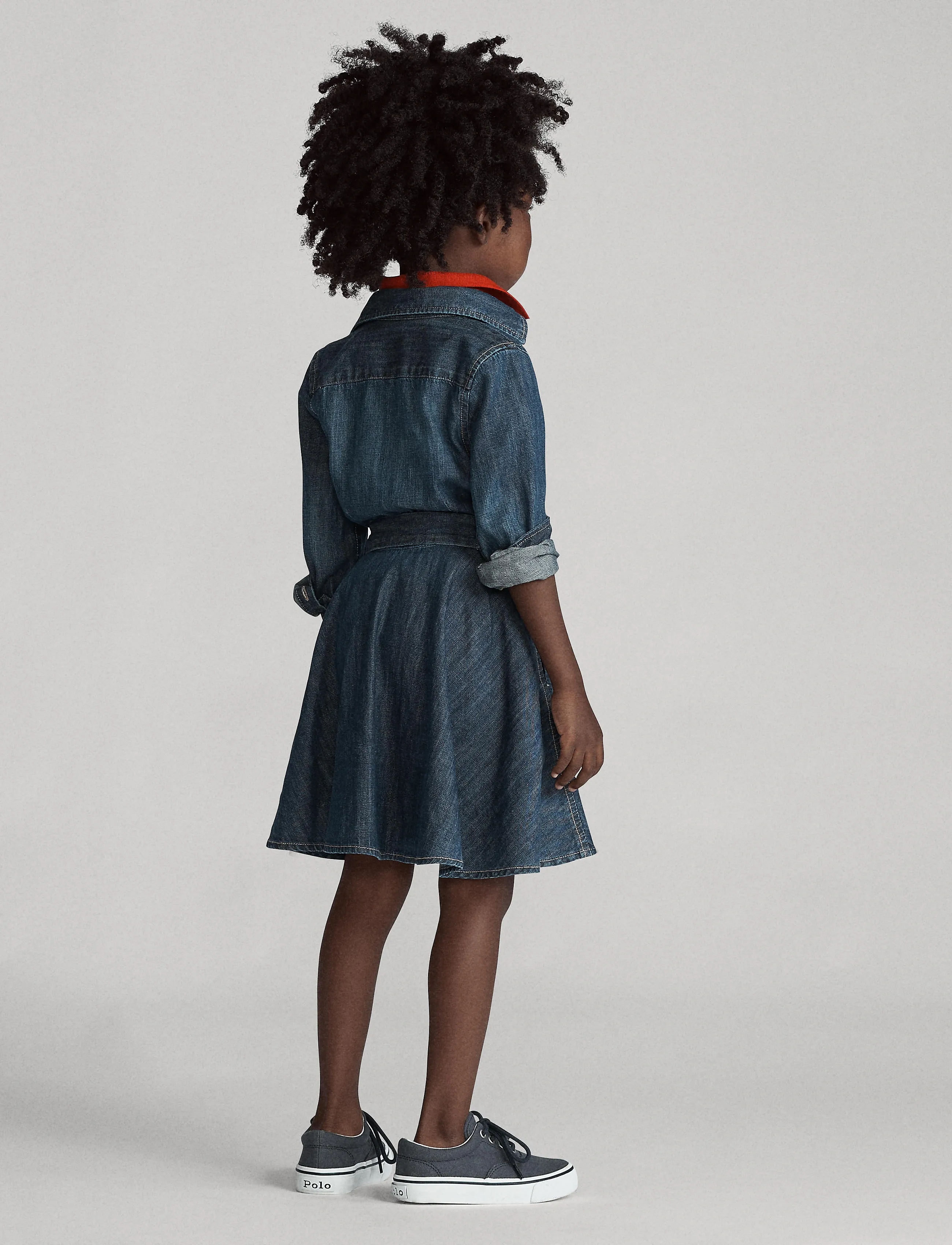 Ralph Lauren Kids - Belted Cotton Denim Shirtdress - langærmede hverdagskjoler - indigo - 3