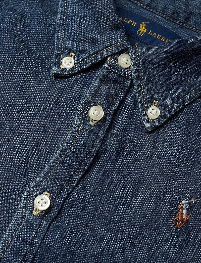 Ralph Lauren Kids - Belted Cotton Denim Shirtdress - kleider - indigo - 3