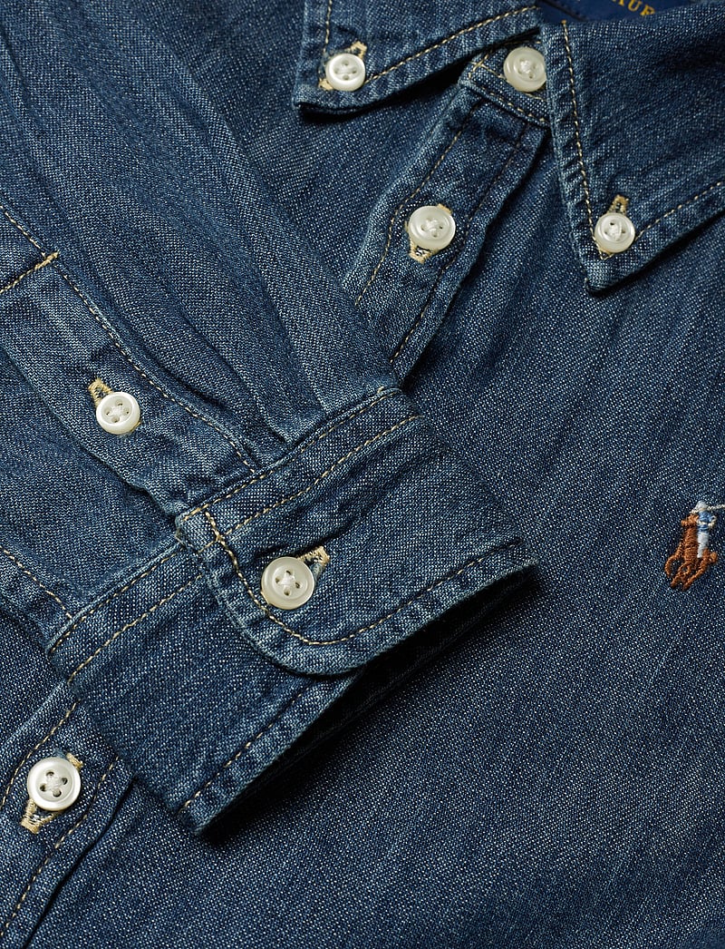 Ralph Lauren Kids - Belted Cotton Denim Shirtdress - kleider - indigo - 4