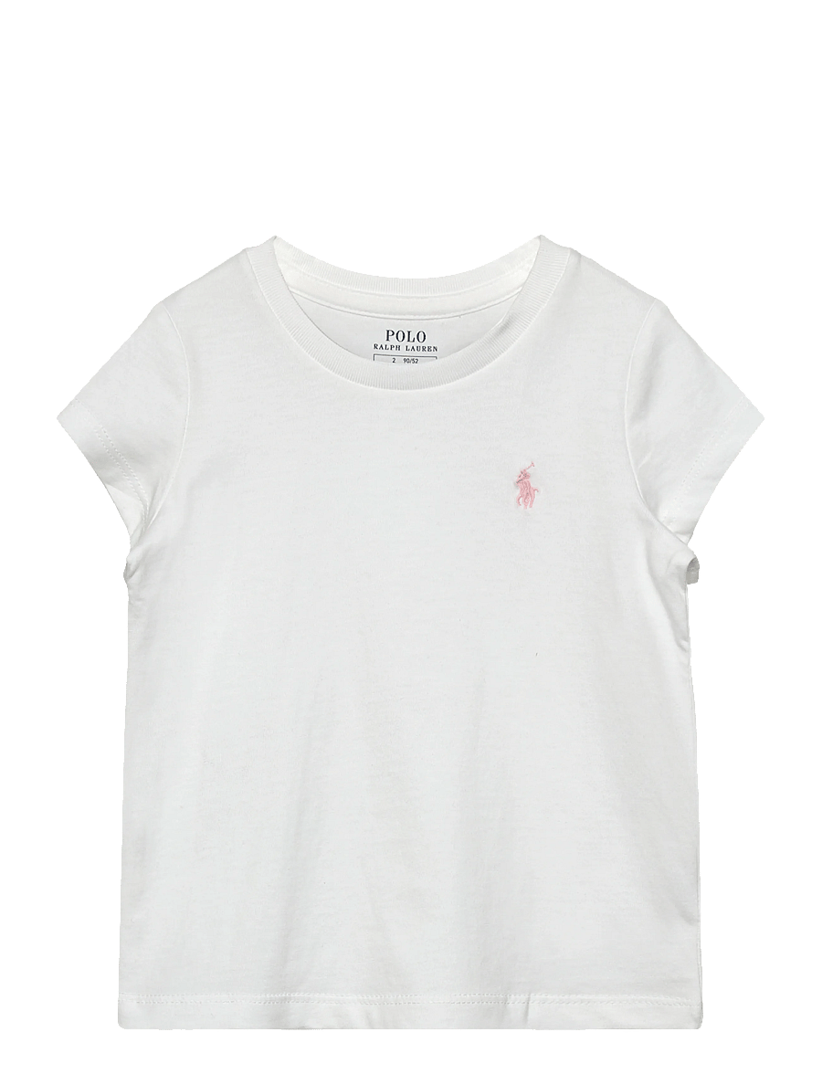 Ralph Lauren Kids - 30/1 JERSEY-SS CN TEE-TP-KNT - t-shirts à manches courtes - white w/ hint of - 0