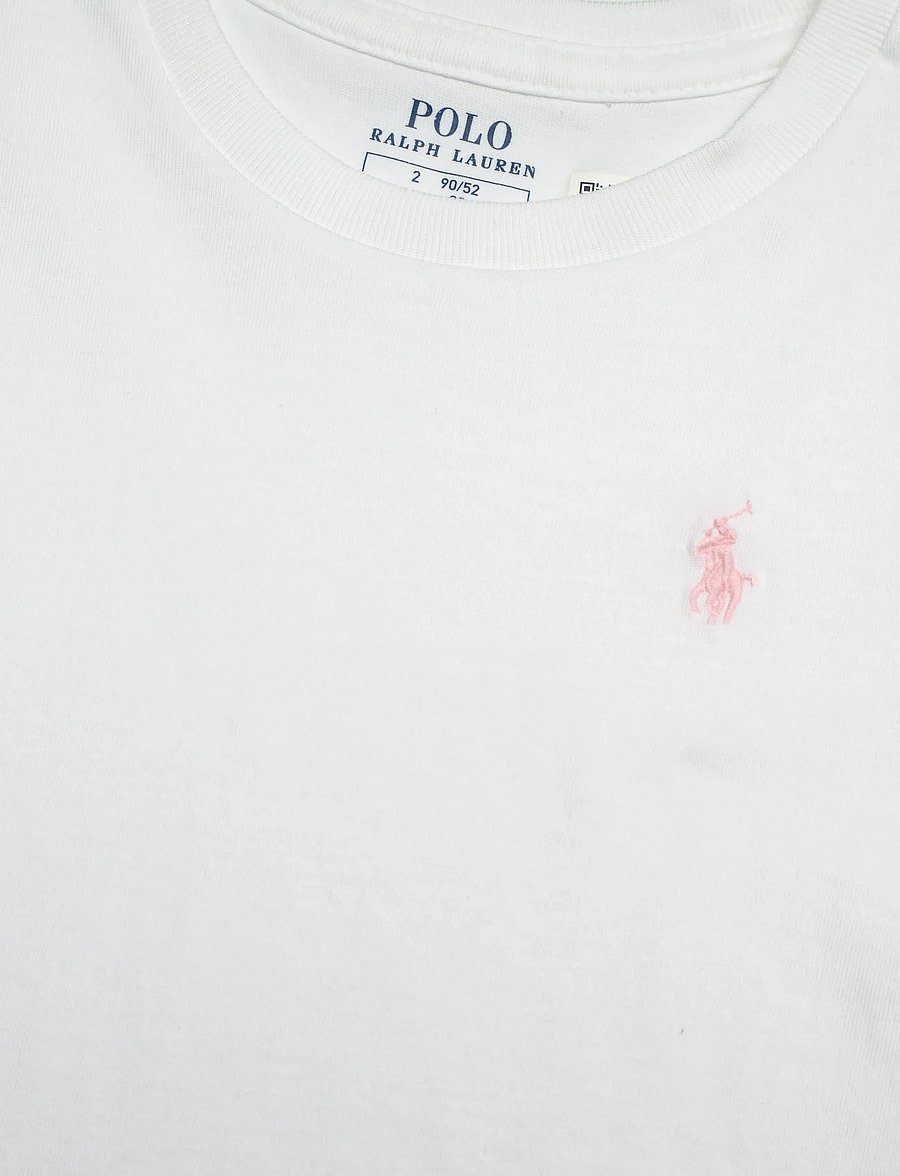 Ralph Lauren Kids - 30/1 JERSEY-SS CN TEE-TP-KNT - t-shirts à manches courtes - white w/ hint of - 2