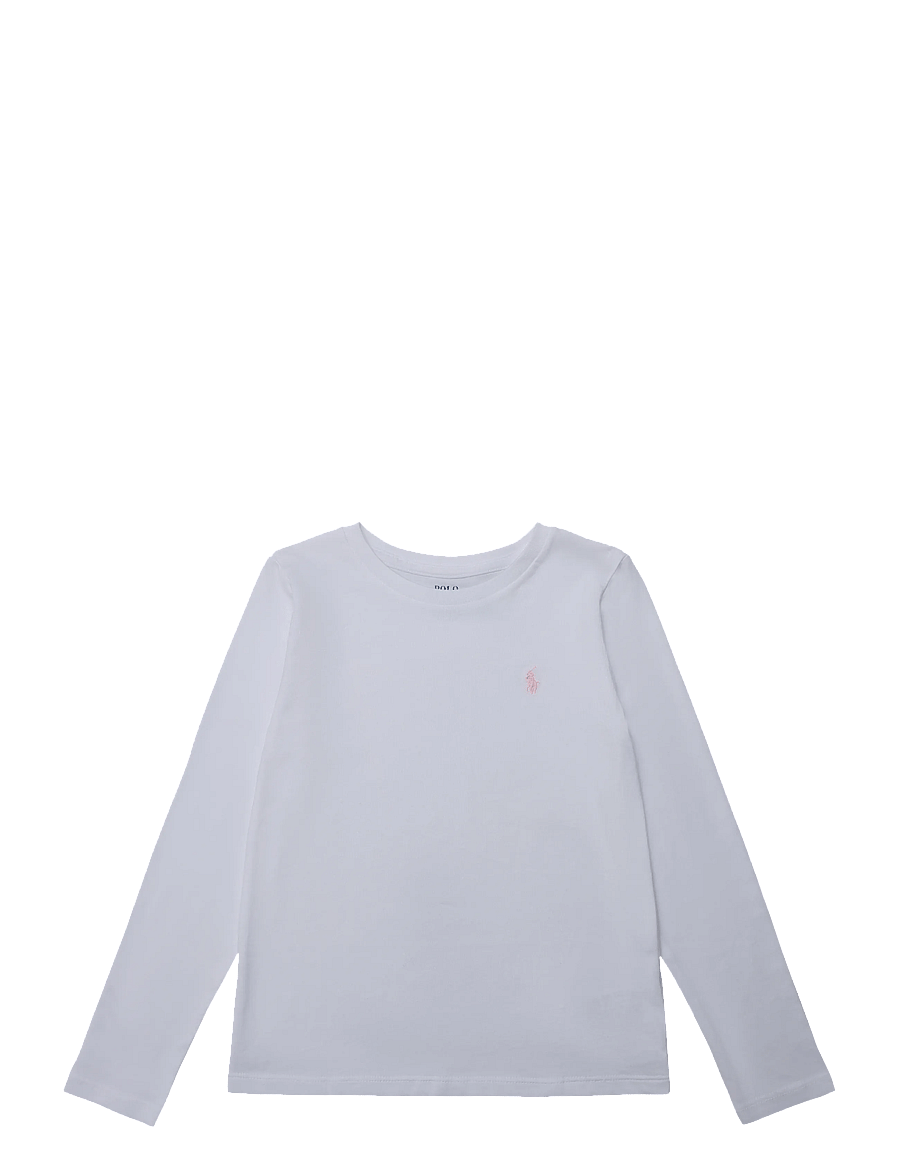 Ralph Lauren Kids - Cotton Jersey Tee - långärmade t-shirts - white w hint of pink pp - 0