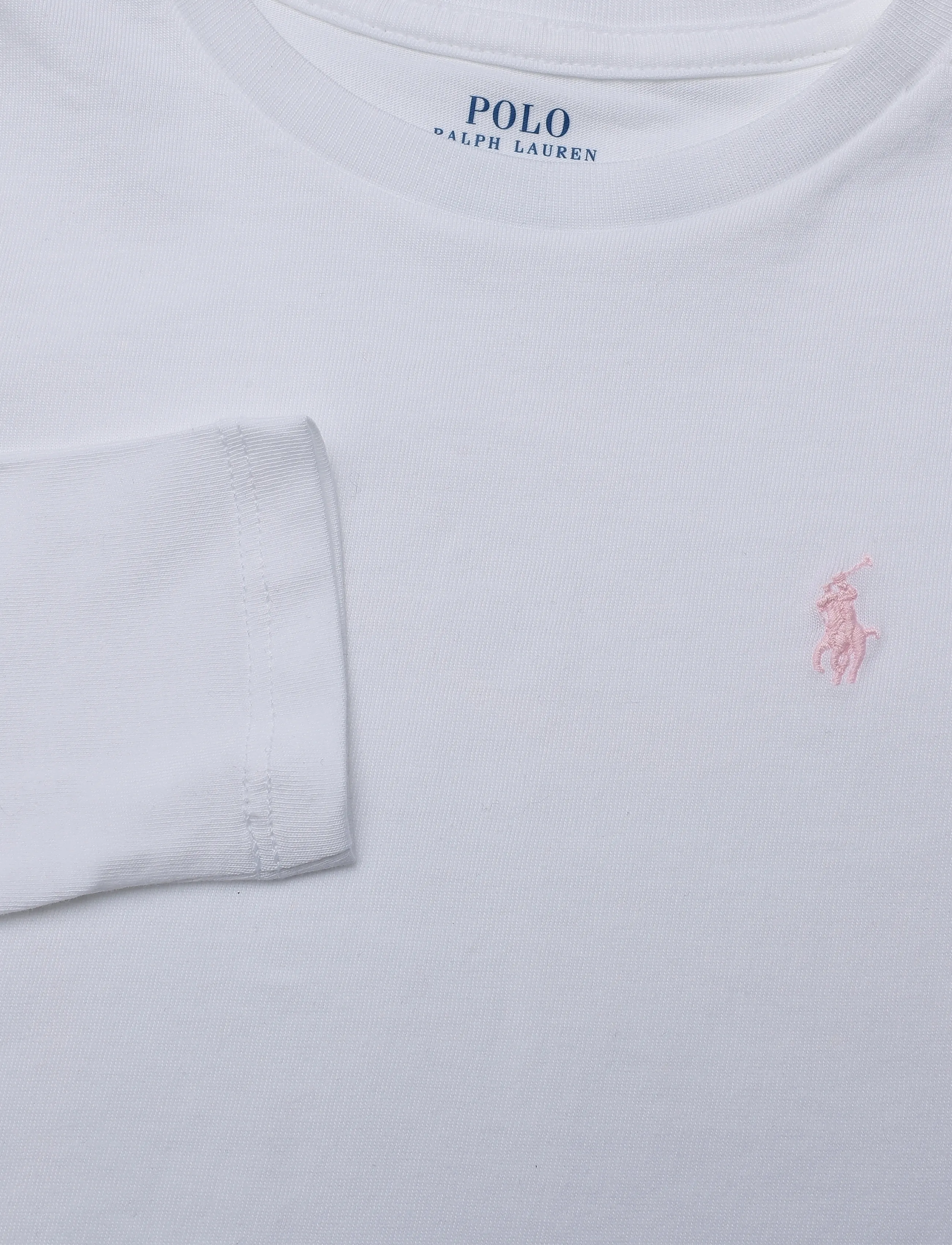 Ralph Lauren Kids - Cotton Jersey Tee - långärmade t-shirts - white w hint of pink pp - 2