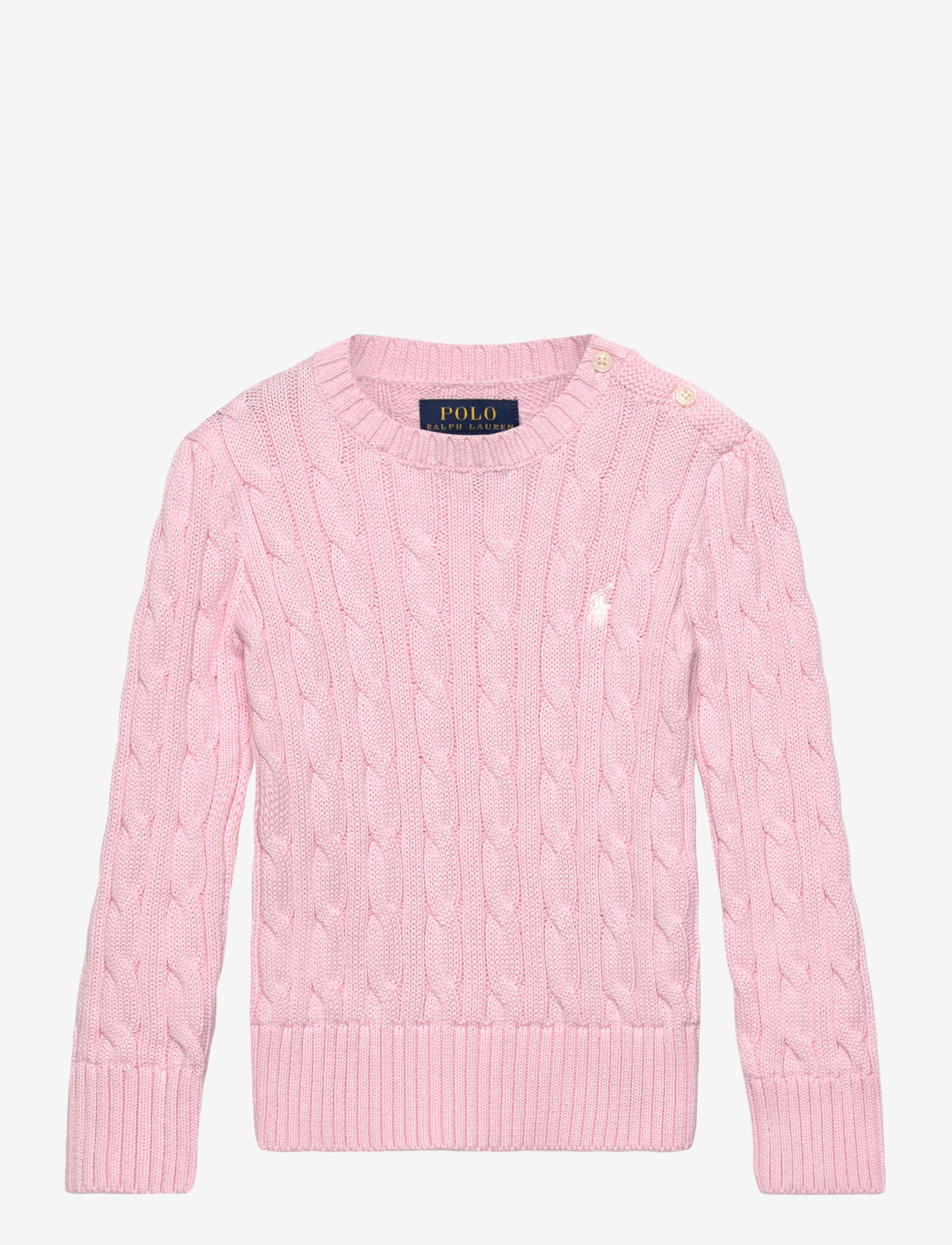 Ralph Lauren Kids - Cable-Knit Cotton Sweater - trøjer - hint of pink w/ n - 0
