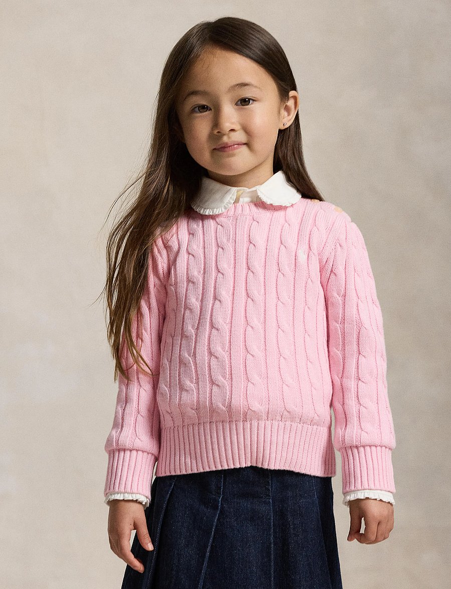 Ralph Lauren Kids - Cable-Knit Cotton Sweater - pullover - hint of pink w/ n - 3