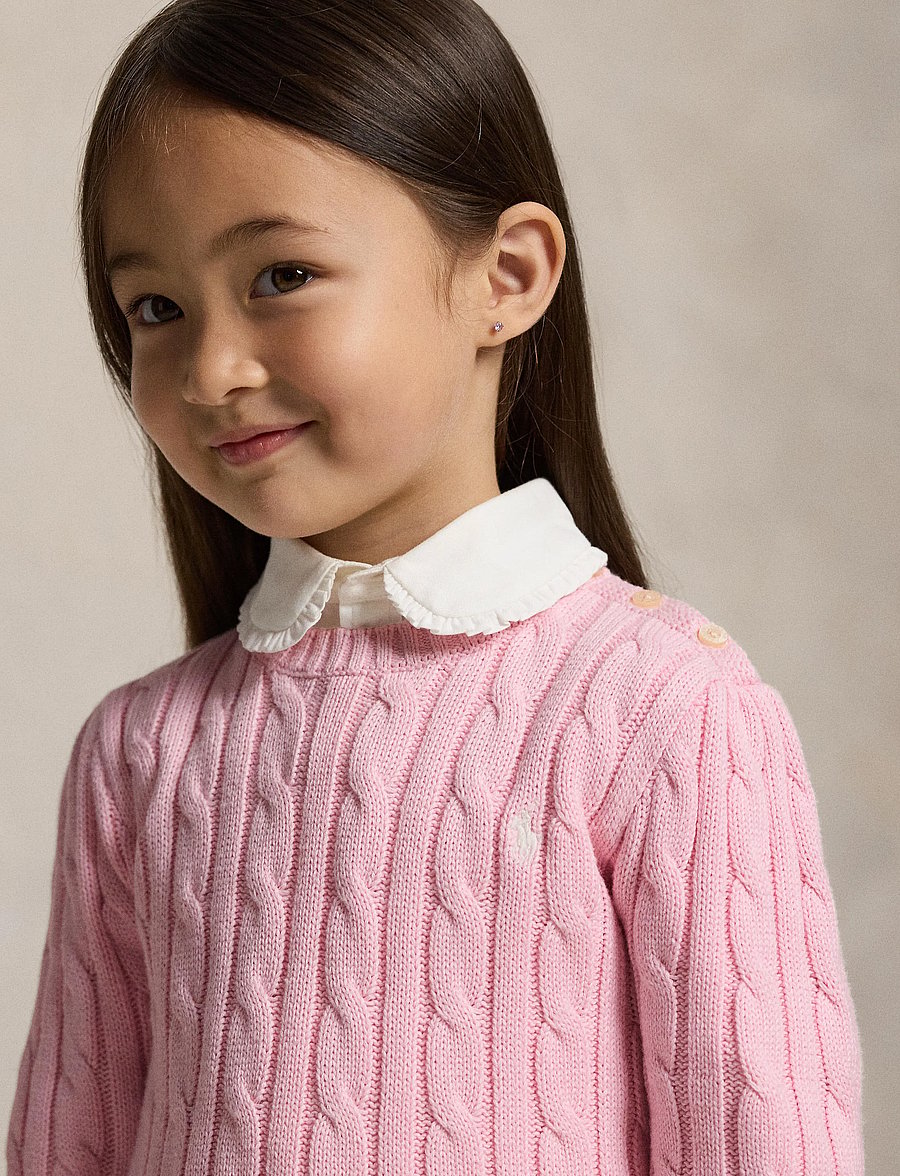 Ralph Lauren Kids - Cable-Knit Cotton Sweater - pullover - hint of pink w/ n - 5
