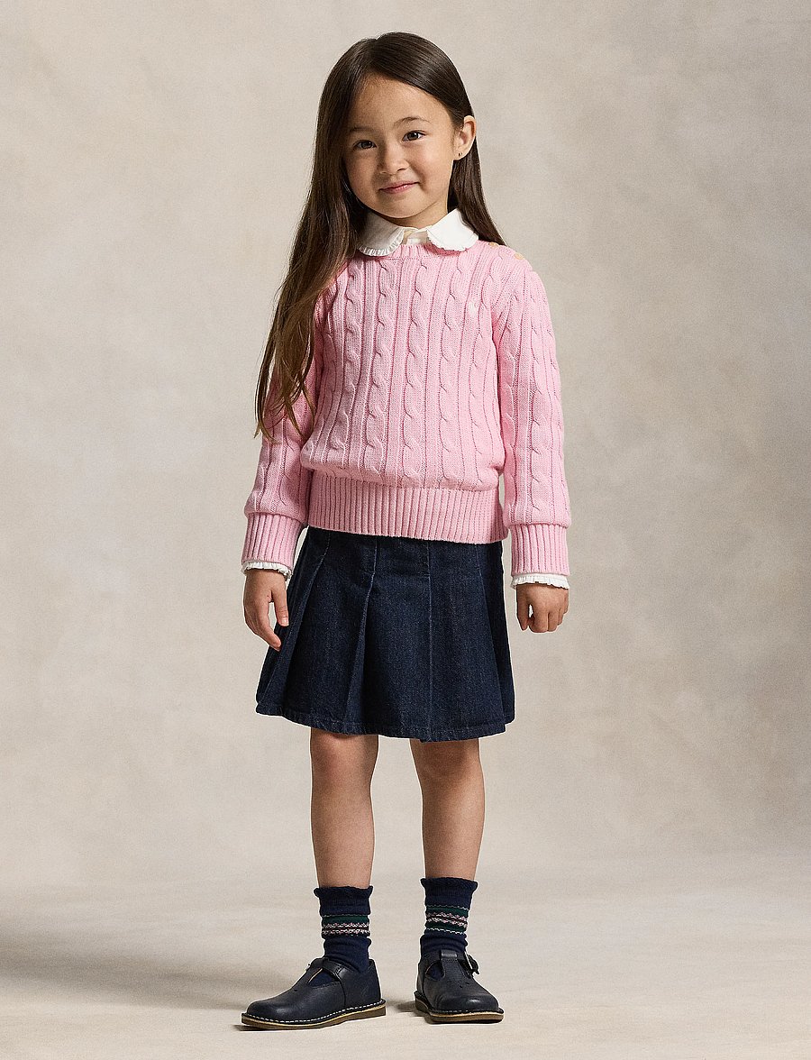 Ralph Lauren Kids - Cable-Knit Cotton Sweater - pullover - hint of pink w/ n - 4