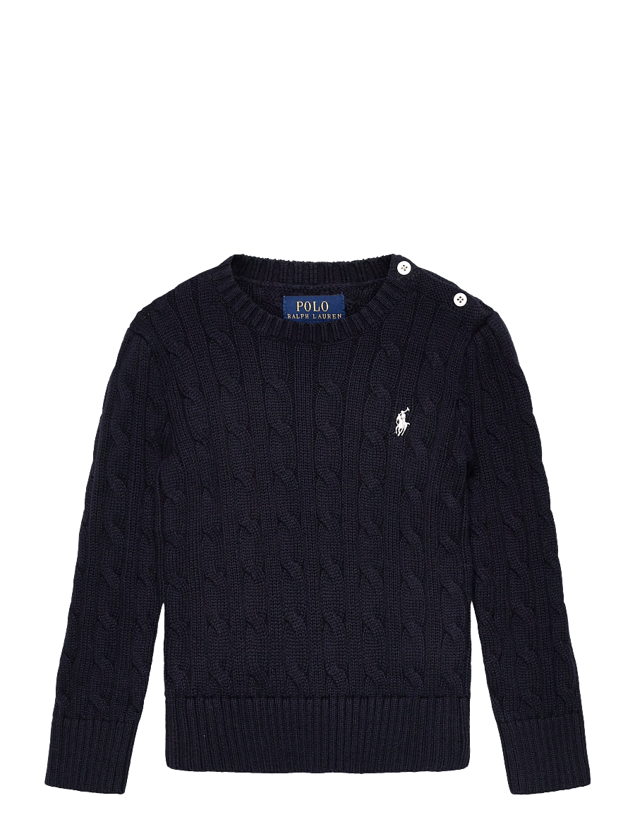 Ralph Lauren Kids - Cable-Knit Cotton Sweater - trøjer - rl navy w/ nevis - 0