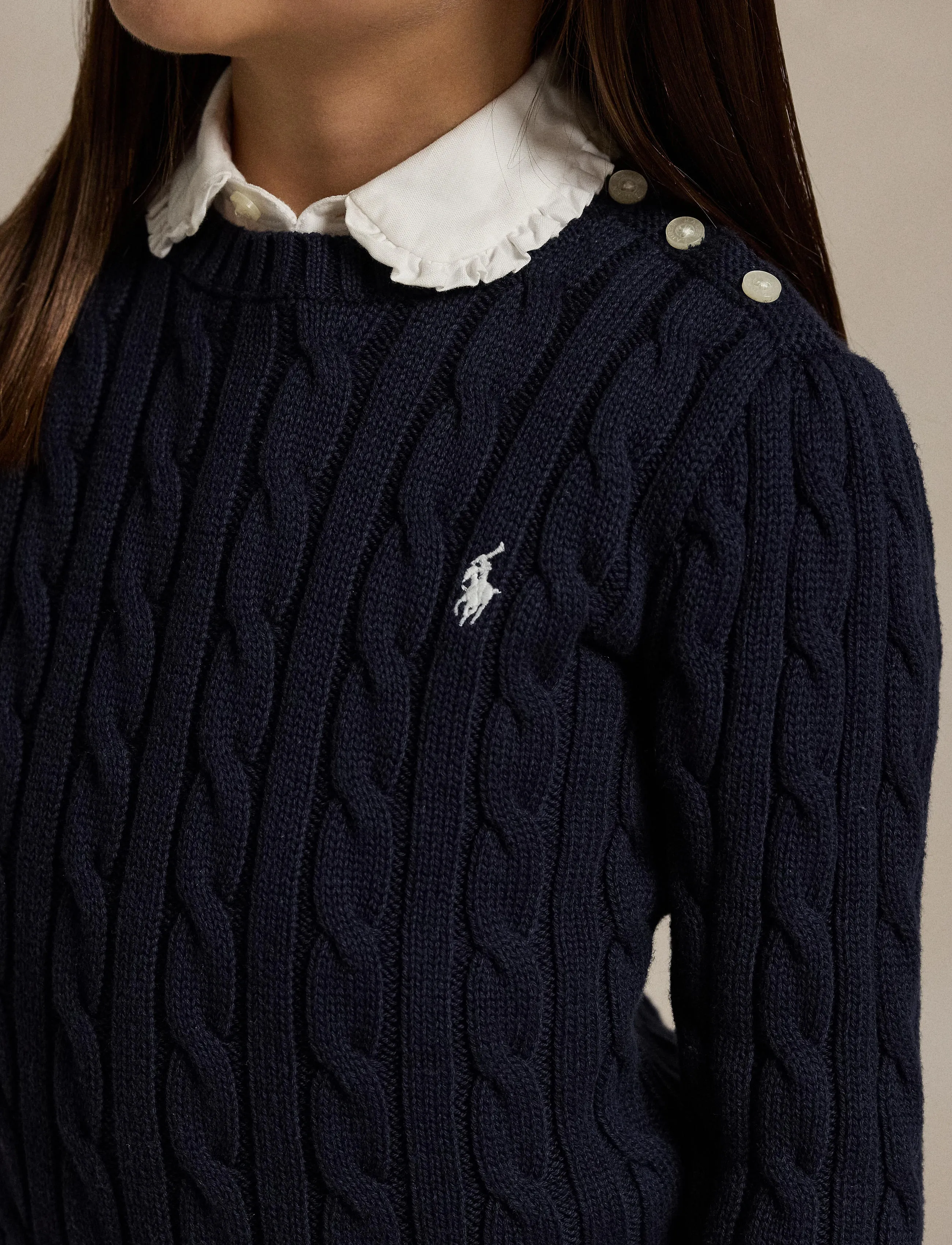 Ralph Lauren Kids - 20/2 COTTON-CABLE CN-TP-SWT - trøjer - rl navy w/ nevis - 2