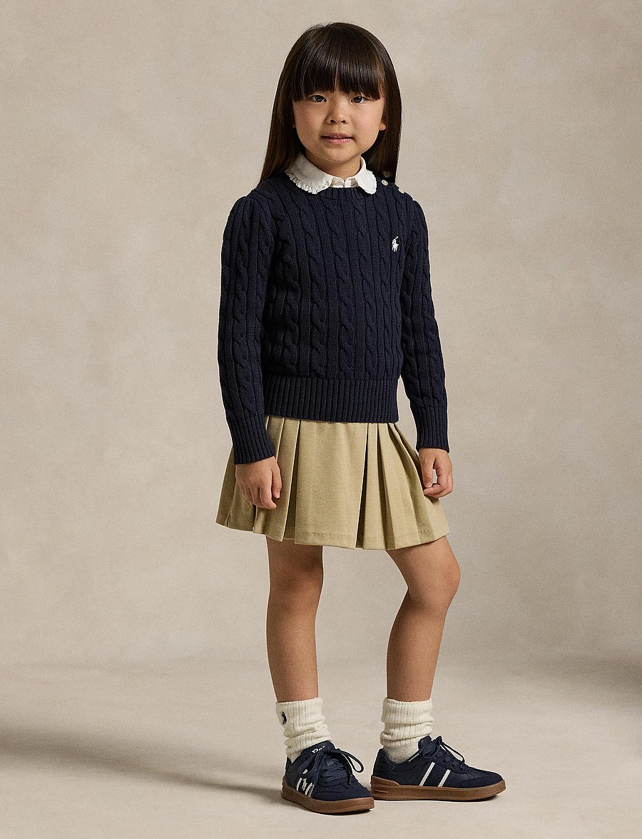 Ralph Lauren Kids - Cable-Knit Cotton Sweater - trøjer - rl navy w/ nevis - 5