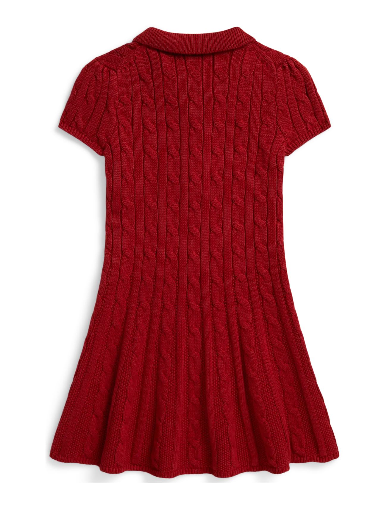 Ralph Lauren Kids - Cable-Knit Cotton Polo Sweater Dress - lühikeste varrukatega beebikleidid - camden red - 1