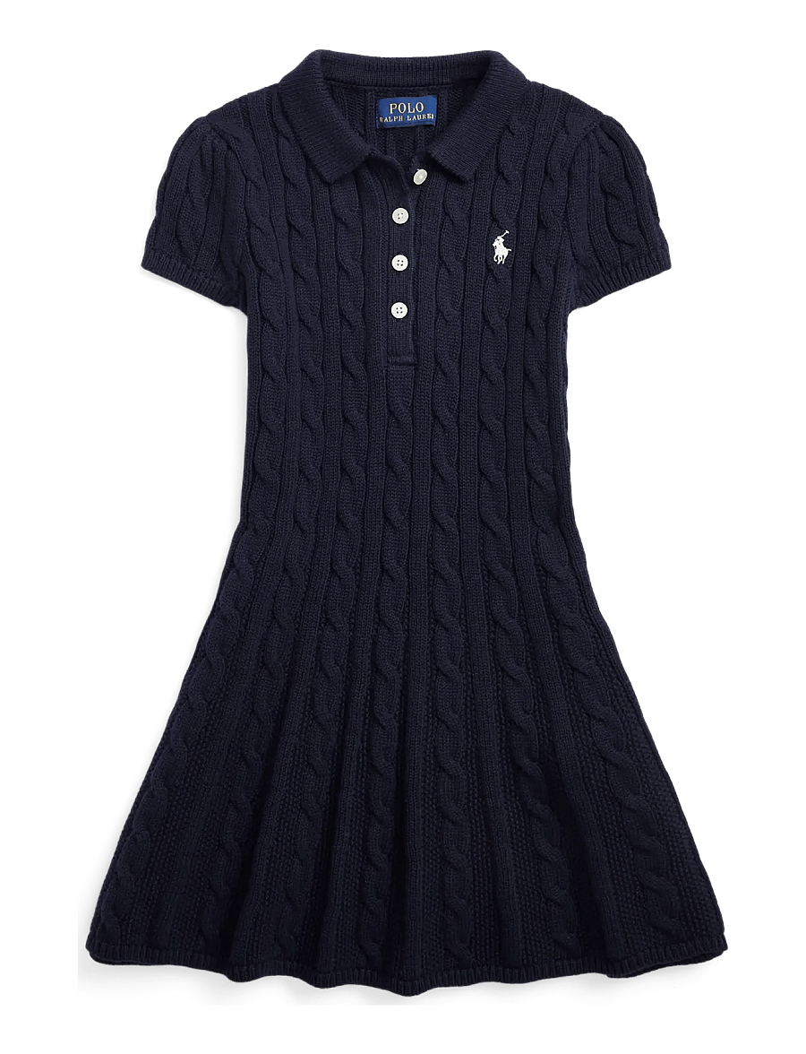 Ralph Lauren Kids - Cable-Knit Cotton Polo Sweater Dress - rl navy w/ prch c - 1