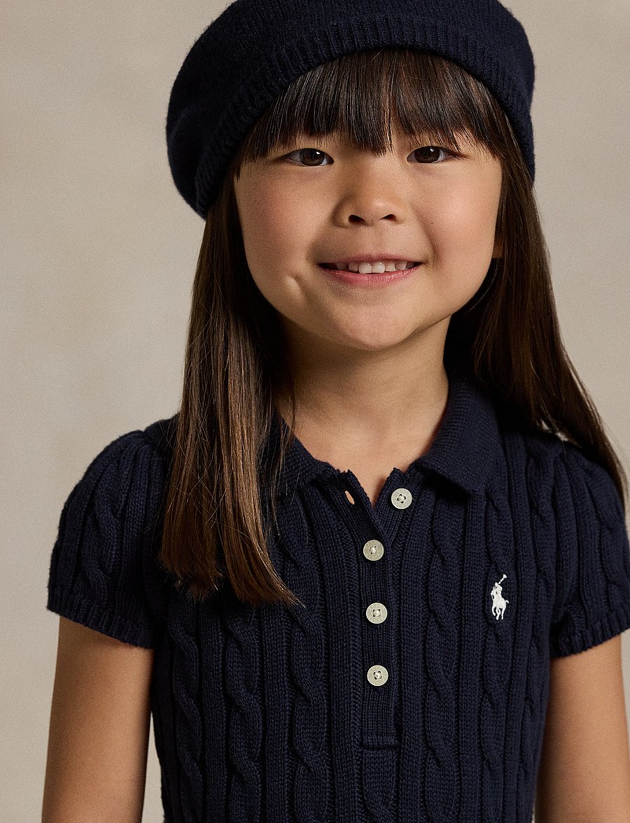 Ralph Lauren Kids - Cable-Knit Cotton Polo Sweater Dress - rl navy w/ prch c - 3