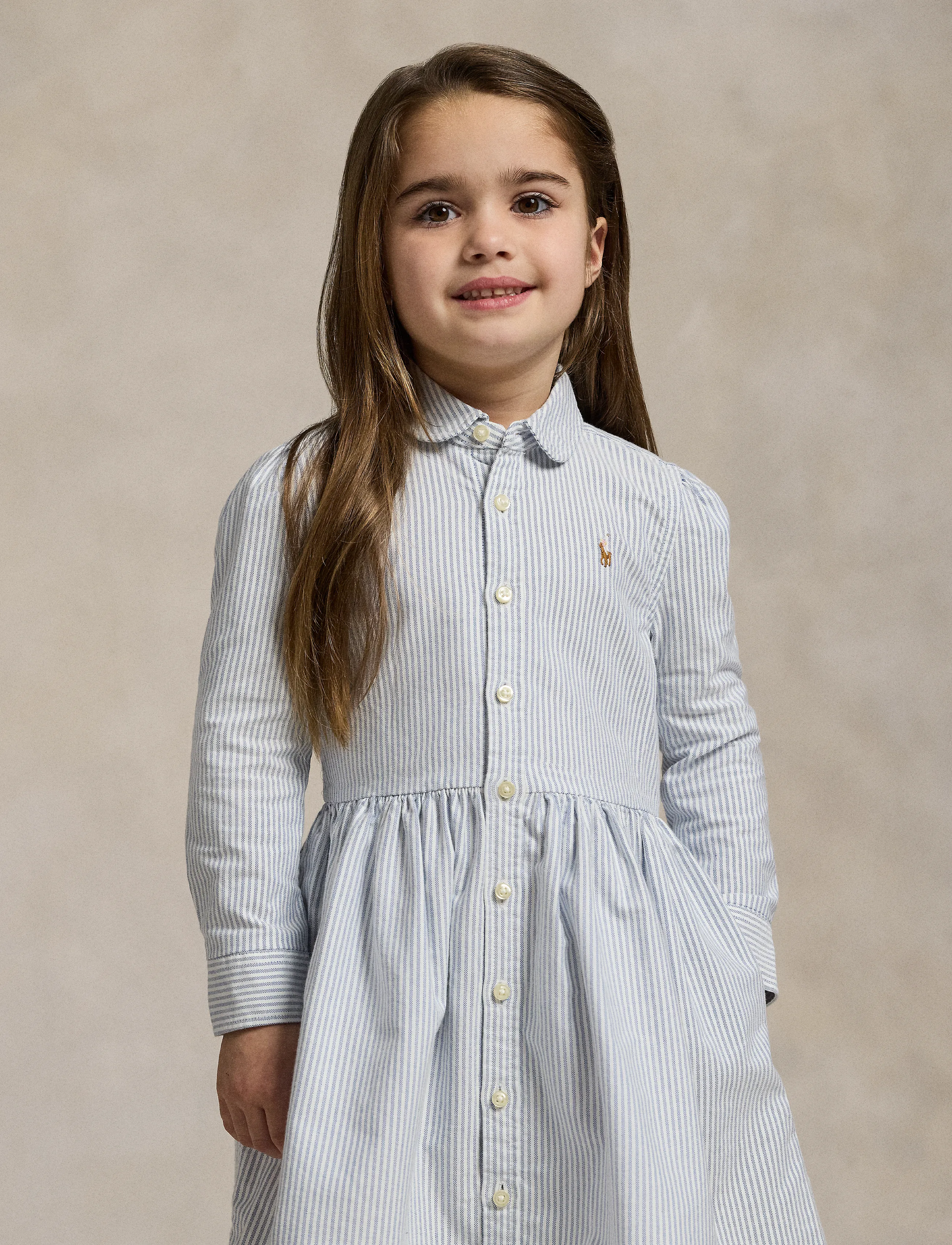 Ralph Lauren Kids - Striped Cotton Oxford Shirtdress - pikkade varrukatega vabaajakleidid - bsr blue/white - 3