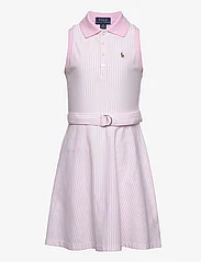 Ralph Lauren Kids - Belted Striped Knit Oxford Polo Dress - sleeveless casual dresses - carmel pink/ whit - 0