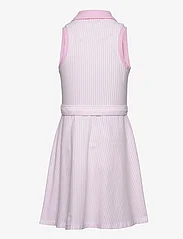 Ralph Lauren Kids - Belted Striped Knit Oxford Polo Dress - sleeveless casual dresses - carmel pink/ whit - 1