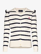 Striped Mini-Cable Cotton Cardigan - DECKWASH WHITE/NE