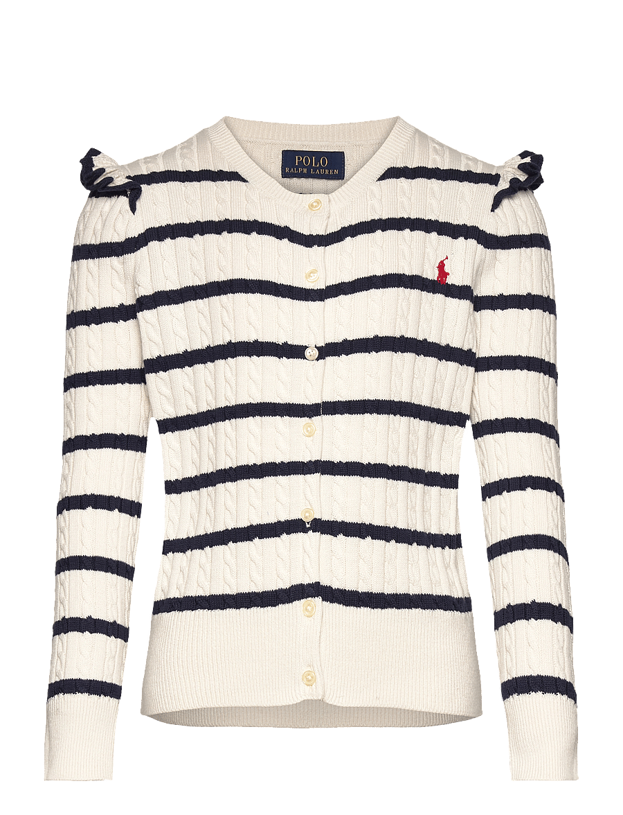 Ralph Lauren Kids - Striped Mini-Cable Cotton Cardigan - deckwash white/ne - 0