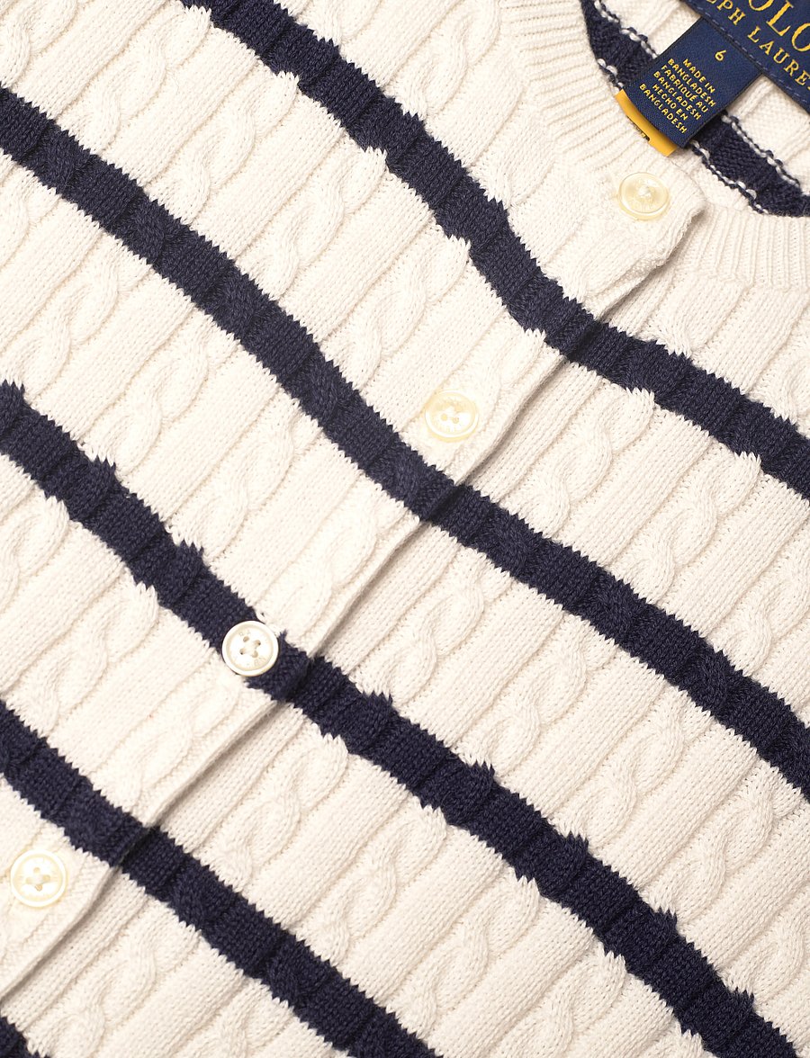 Ralph Lauren Kids - Striped Mini-Cable Cotton Cardigan - deckwash white/ne - 2