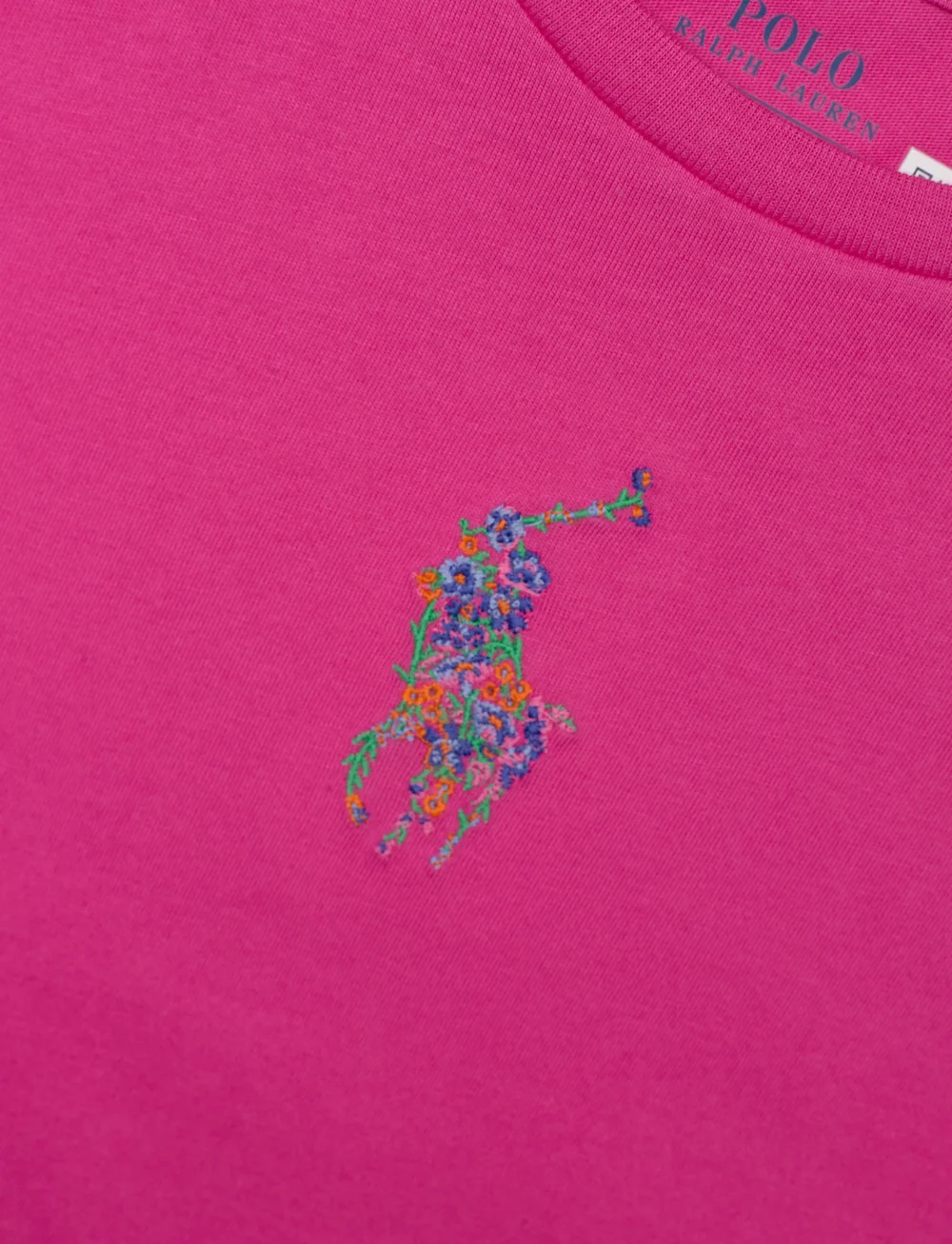 Ralph Lauren Kids - Floral Big Pony Cotton Jersey Tee - t-krekli ar īsām piedurknēm - college pink - 2
