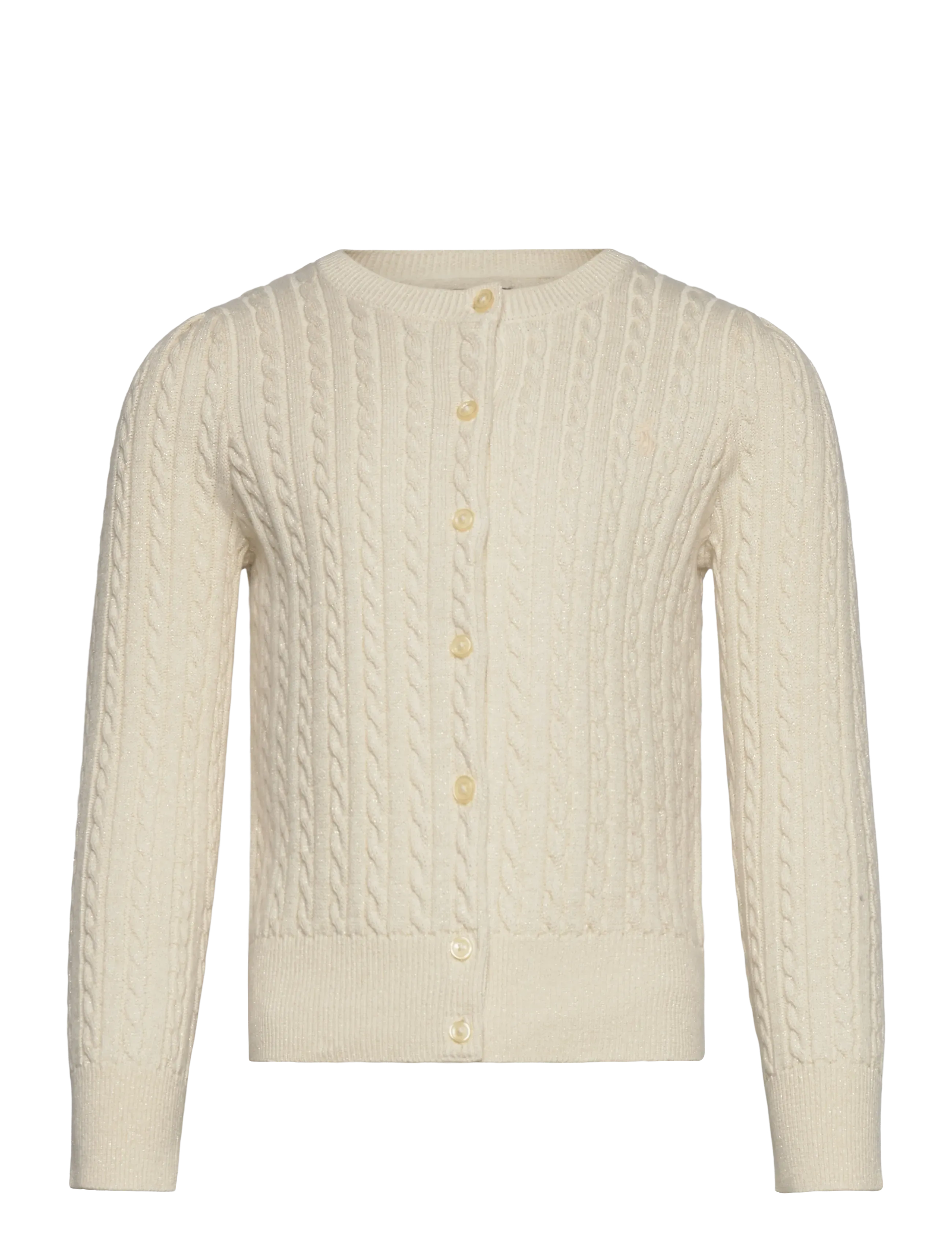 Ralph Lauren Kids - Metallic Cable Cotton-Blend Cardigan - gebreide vesten - clubhouse cream - 1