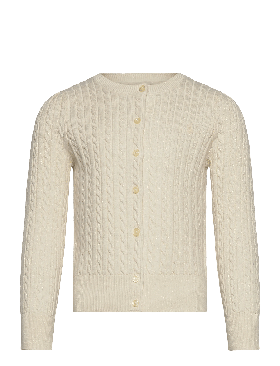 Ralph Lauren Kids - Metallic Cable Cotton-Blend Cardigan - gilets - clubhouse cream - 1