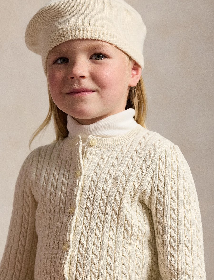 Ralph Lauren Kids - Metallic Cable Cotton-Blend Cardigan - gebreide vesten - clubhouse cream - 3