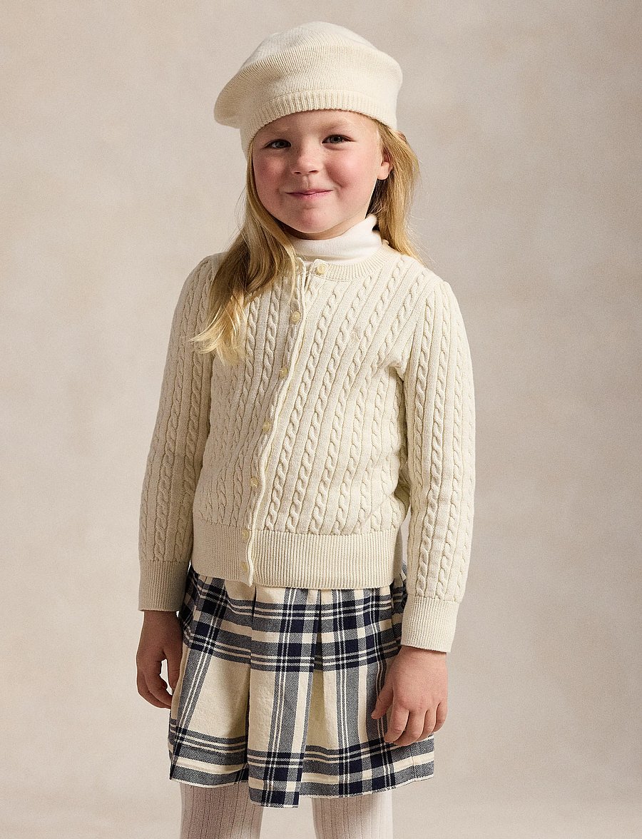 Ralph Lauren Kids - Metallic Cable Cotton-Blend Cardigan - gebreide vesten - clubhouse cream - 0