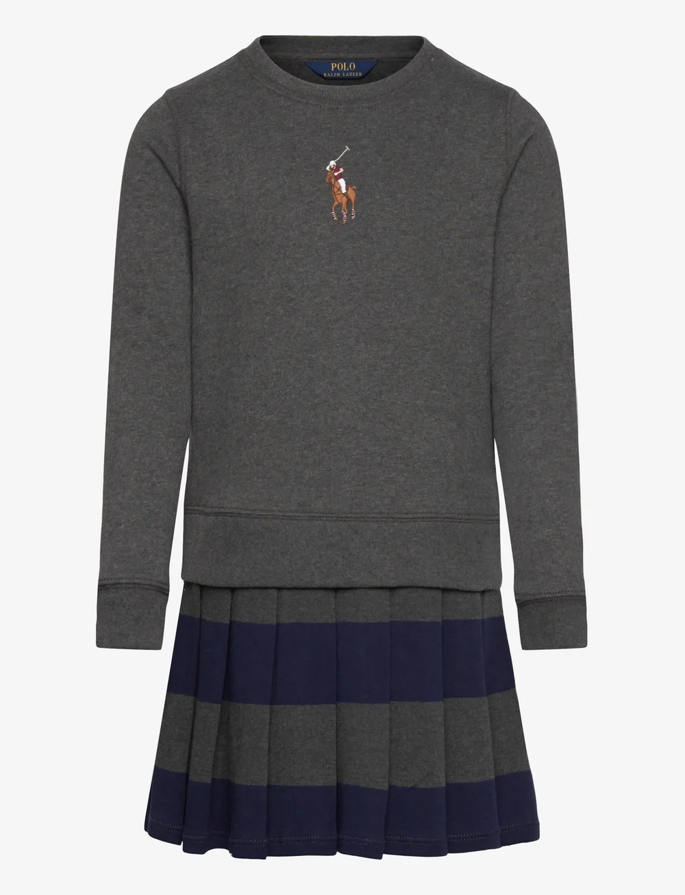 Ralph Lauren Kids - Big Pony Fleece Sweatshirt Dress - langærmede hverdagskjoler - windsor heather - 1
