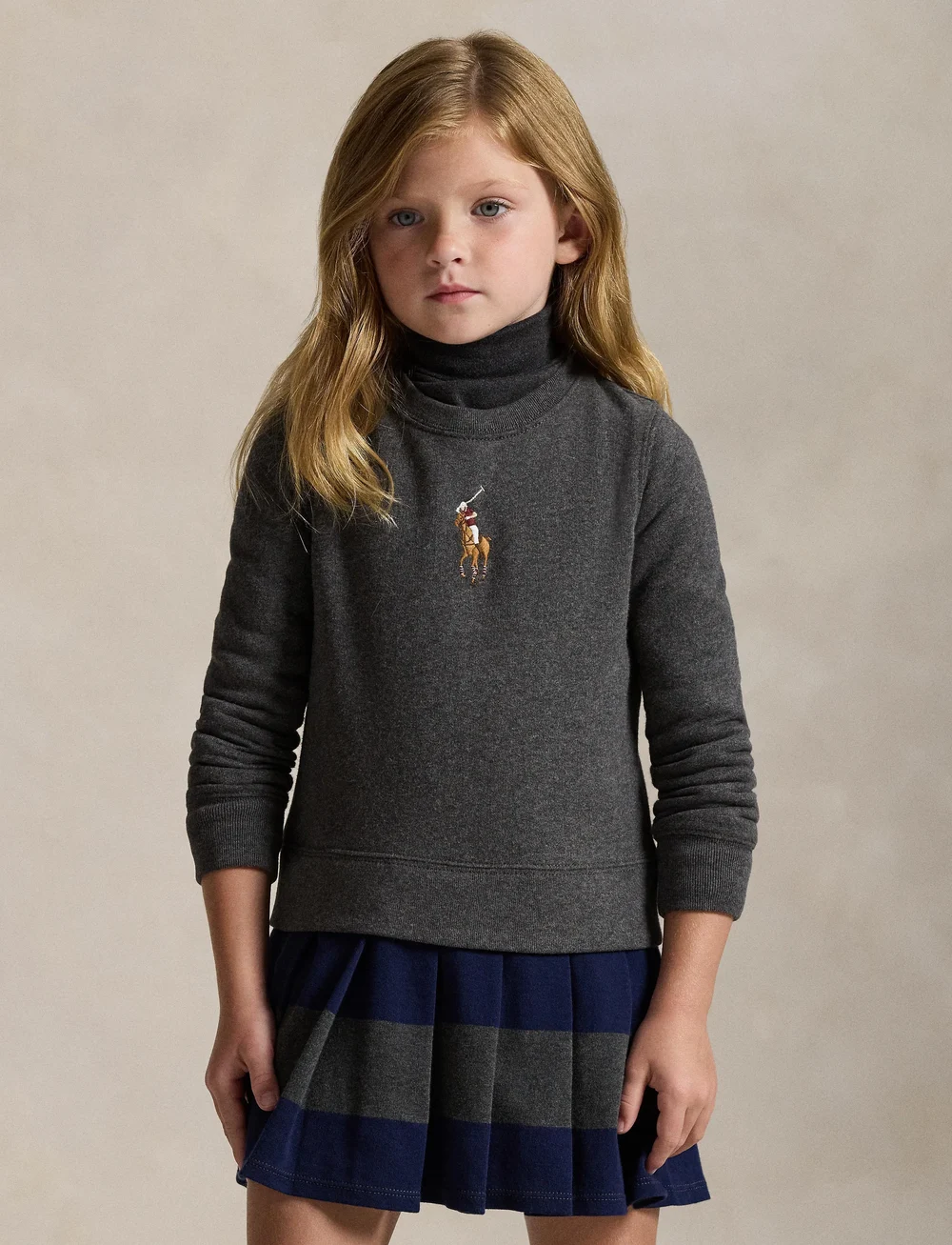 Ralph Lauren Kids - Big Pony Fleece Sweatshirt Dress - langærmede hverdagskjoler - windsor heather - 4